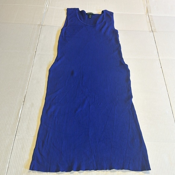 Lauren Ralph Lauren slinky cobalt blue dress stretchable with round scoop neck - Picture 3 of 9